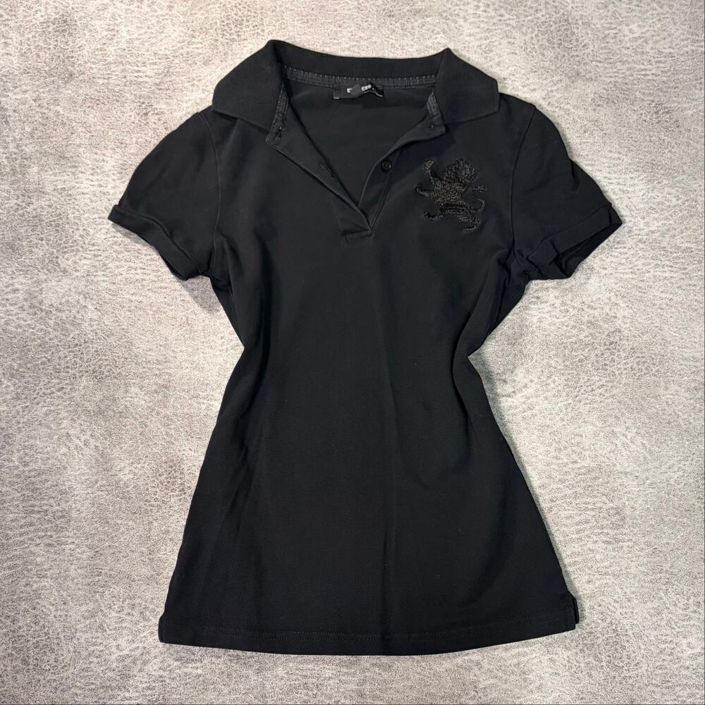 Express Black Embroidered Short Sleeve Polo